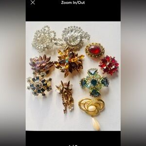 Vintage Brooch Collection with Multicolor Gems